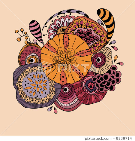 Vector Abstract Floral Composition - Stock Illustration [9539714] - PIXTA
