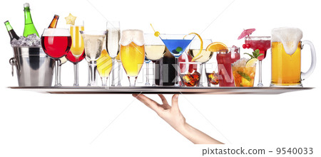 different alcohol drinks on a tray different alcohol drinks on a tray 9540033