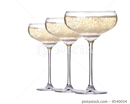 glass of champagne set isolated 9540034