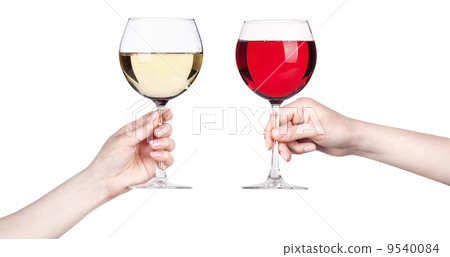 glass of white and red wine making toast glass of white and red wine making toast 9540084