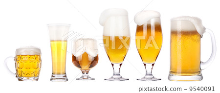 Frosty glass of light beer isolated set Frosty glass of light beer isolated set 9540091