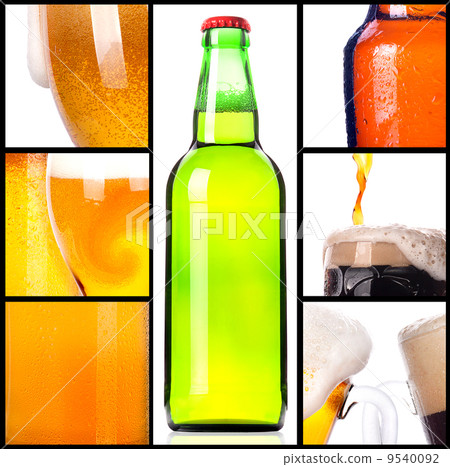 Frosty fresh beer set with foam 9540092