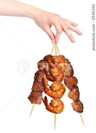 fresh grilled meat dishes with hand fresh grilled meat dishes with hand 9540102