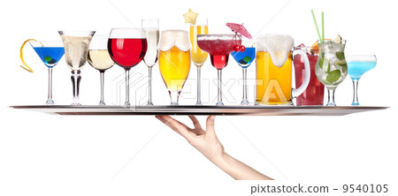 different alcohol drinks on a tray different alcohol drinks on a tray 9540105