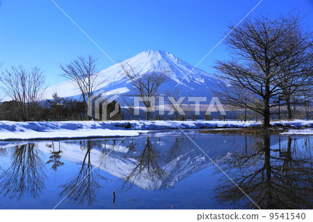 January scenery · Mt. Fuji 212 Yamanakako village · Upside-down Fuji 9541540
