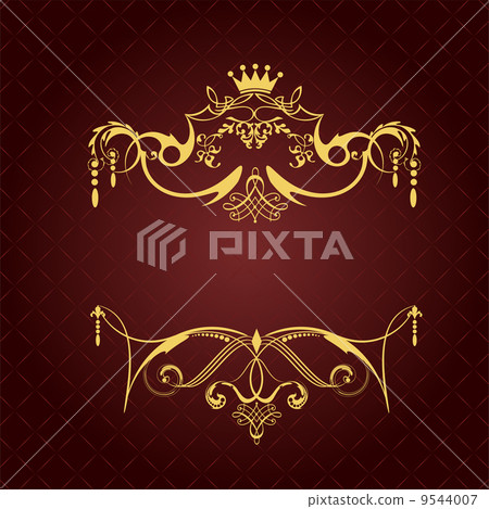 Gold ornament on brown background. Can be used as invitation card. Vector illustration Gold ornament on brown background. Can be used as invitation card. Vector illustration 9544007