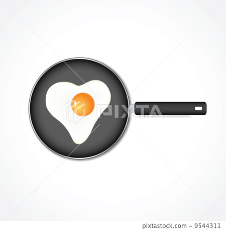 Egg on a pan in the form of heart Egg on a pan in the form of heart 9544311