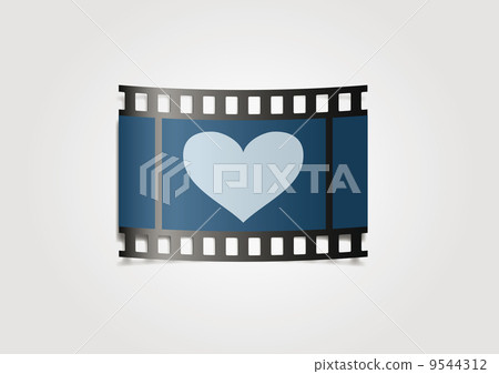 Realistic film reel with heart frame 9544312