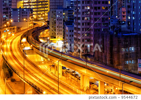 busy highway train traffic night in finance urban busy highway train traffic night in finance urban 9544672