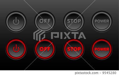Neon buttons vector icon set on black bacground - Stock Illustration ...