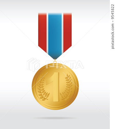 Golden medal with thee color ribbon Golden medal with thee color ribbon 9545822