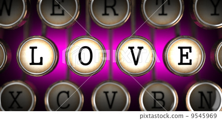 Old Typewriter's Keys with Love Slogan. Old Typewriter's Keys with Love Slogan. 9545969