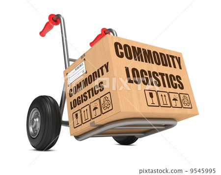 Commodity Logistics - Cardboard Box on Hand Truck. Commodity Logistics - Cardboard Box on Hand Truck. 9545995