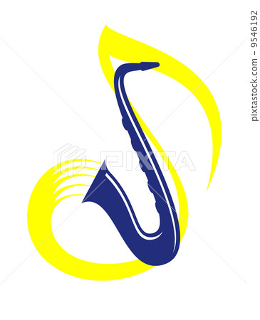 Blue saxophone, playing jazz or classical music 9546192