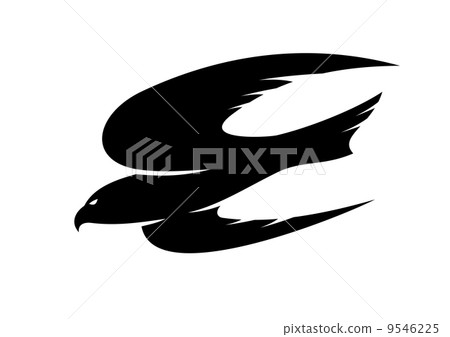 Abstract black illustration of an hawk flying Abstract black illustration of an hawk flying 9546225