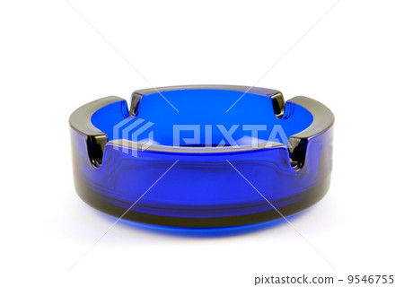 Empty transparent dark blue ashtray 9546755