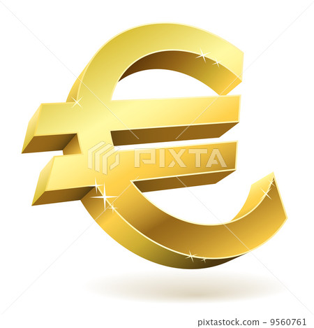 3D golden Euro sign isolated on white vector illustration. 9560761
