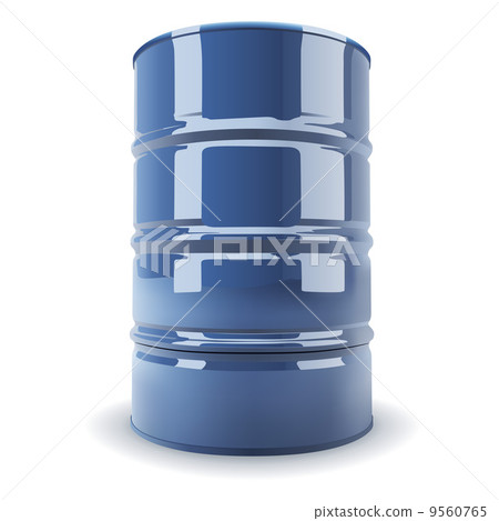 Blue standard metal barrel isolated on white background realisti 9560765
