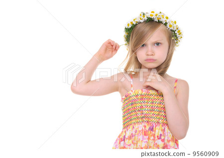 offended girl with wreath of daisies offended girl with wreath of daisies 9560909