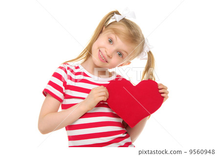 Girl with red heart Girl with red heart 9560948