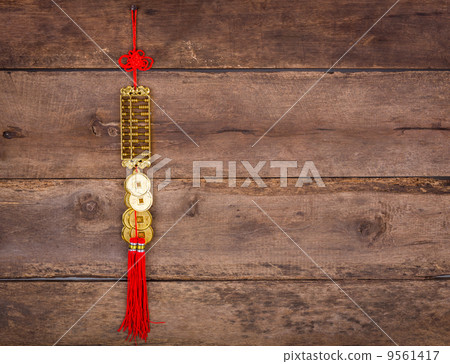 Chinese New Year decoration on wood wall Chinese New Year decoration on wood wall 9561417