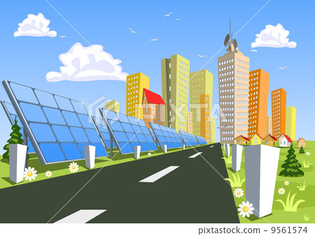Abstract City and solar power technology Abstract City and solar power technology 9561574