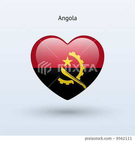 Love Angola symbol. Heart flag icon. 9562111