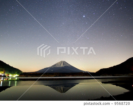 Stock Photo: fuji mountain, starry sky, mt.fuji