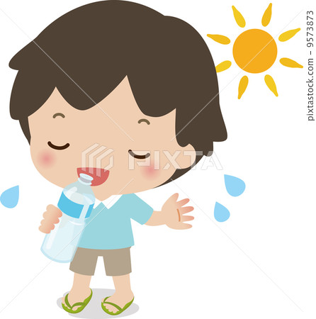 塑料瓶的男孩飲用水 9573873