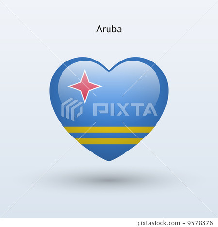 Love Aruba symbol. Heart flag icon. 9578376
