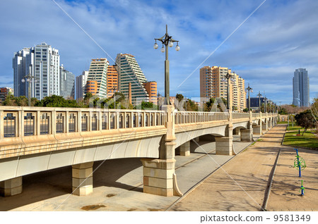 Bridge over Gardens of Turia in Valencia. Bridge over Gardens of Turia in Valencia. 9581349