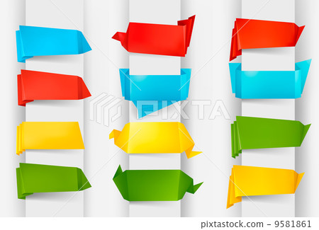 Huge set of colorful origami paper banners. Vector illustration. Huge set of colorful origami paper banners. Vector illustration. 9581861