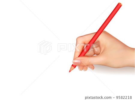 Hand with pen writing on paper. Vector... - Stock Illustration [9582218 ...