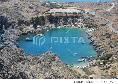 St. Pauls bay in Lindos, Rhodes, Greece St. Pauls bay in Lindos, Rhodes, Greece 9584798