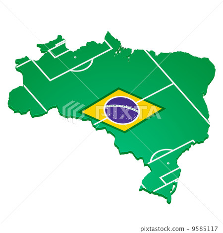 brazil with flag and footballfield 9585117