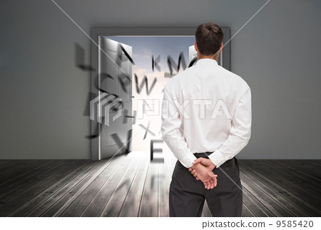 Composite image of businessman turning his back to camera Composite image of businessman turning his back to camera 9585420