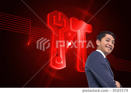 Composite image of smiling asian businessman with arms crossed Composite image of smiling asian businessman with arms crossed 9585574