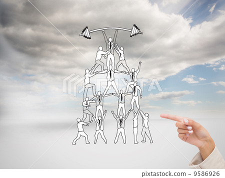 Composite image of smiling businesswoman pointing Composite image of smiling businesswoman pointing 9586926