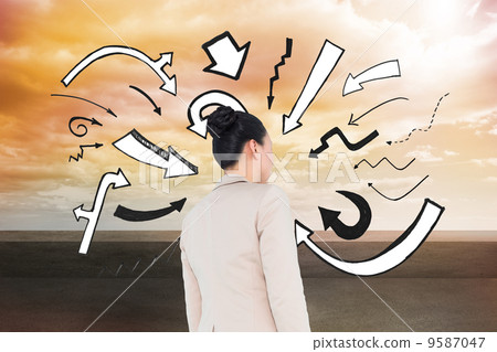 Composite image of asian businesswoman walking Composite image of asian businesswoman walking 9587047