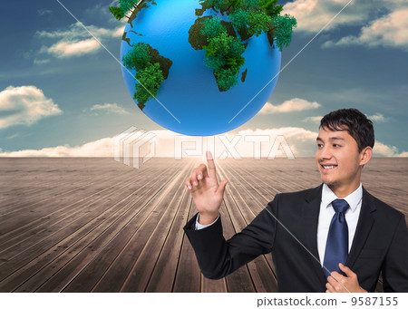 Composite image of smiling businessman touching Composite image of smiling businessman touching 9587155