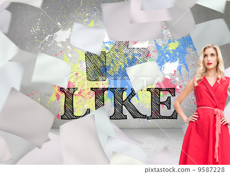 Composite image of elegant blonde standing hands on hips Composite image of elegant blonde standing hands on hips 9587228