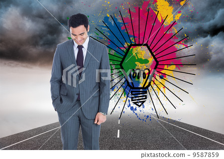 Composite image of smiling businessman standing Composite image of smiling businessman standing 9587859