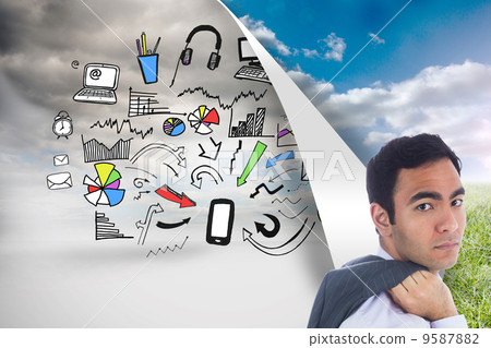 Composite image of unsmiling businessman standing Composite image of unsmiling businessman standing 9587882