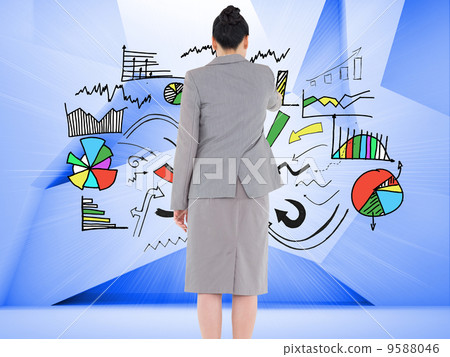 Composite image of asian businesswoman pointing Composite image of asian businesswoman pointing 9588046