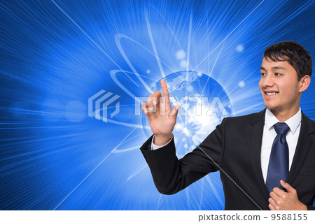 Composite image of smiling businessman touching Composite image of smiling businessman touching 9588155