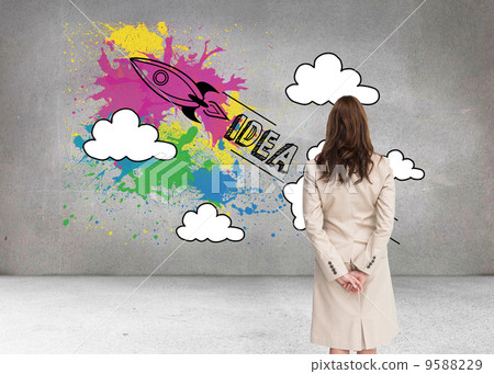 Composite image of rear view of businesswoman Composite image of rear view of businesswoman 9588229
