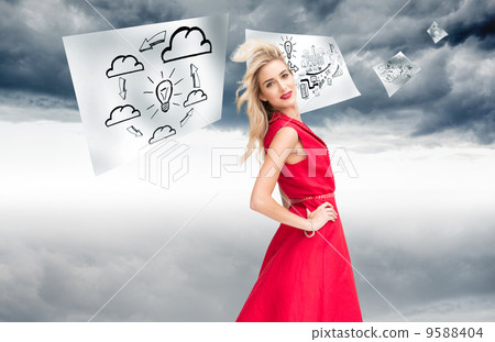 Composite image of happy blonde posing 9588404