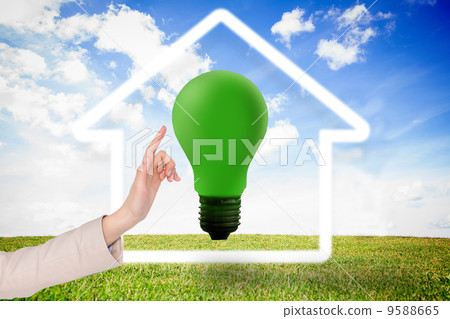 Composite image of businesswoman pointing 9588665
