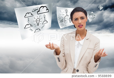 Composite image of confused businesswoman standing Composite image of confused businesswoman standing 9588699