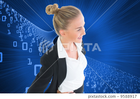 Composite image of businesswoman standing with hands on hips Composite image of businesswoman standing with hands on hips 9588917
